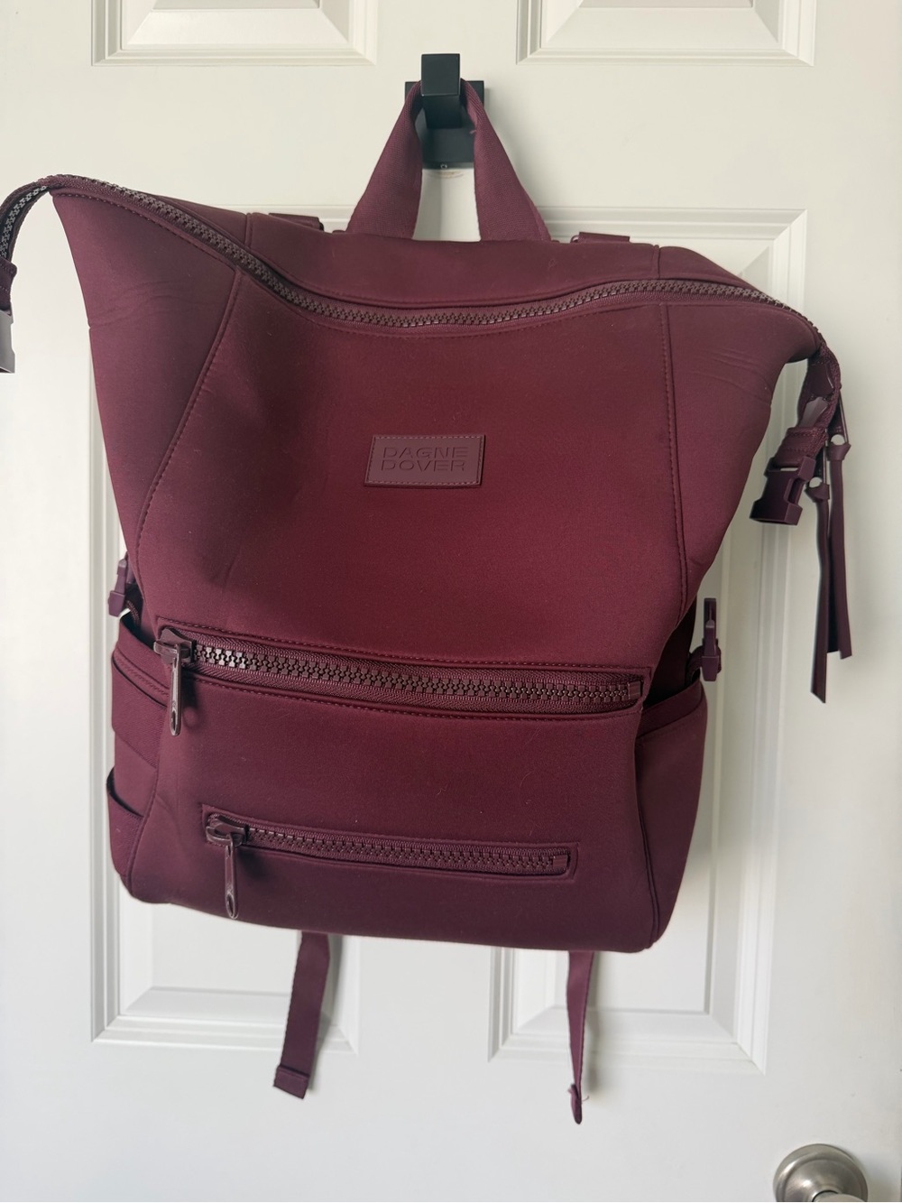 Dagne Dover Wine Neoprene Backpack with Multiple Zips